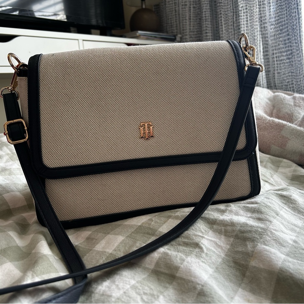 Tommy Hilfiger Cream and Black Crossbody Bag